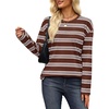 image:imageWiholl Long Sleeve Shirts for Women Stripe Tops Loose Oversized Fall OutfitBrown White Blue