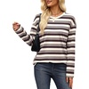 image:imageWiholl Long Sleeve Shirts for Women Stripe Tops Loose Oversized Fall OutfitCoffe White Apricot
