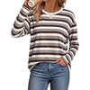 image:imageWiholl Long Sleeve Shirts for Women Stripe Tops Loose Oversized Fall OutfitCoffe White Apricot