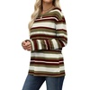 image:imageWiholl Long Sleeve Shirts for Women Stripe Tops Loose Oversized Fall OutfitGreen Brown