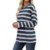 image:imageWiholl Long Sleeve Shirts for Women Stripe Tops Loose Oversized Fall OutfitGreen Pink