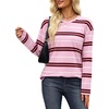 image:imageWiholl Long Sleeve Shirts for Women Stripe Tops Loose Oversized Fall OutfitPink White Brown