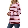 image:imageWiholl Long Sleeve Shirts for Women Stripe Tops Loose Oversized Fall OutfitPink White Brown