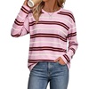 image:imageWiholl Long Sleeve Shirts for Women Stripe Tops Loose Oversized Fall OutfitPink White Brown