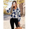 image:imageWiholl V Neck Long Sleeve Shirts Womens Tops Dressy Casual Fall OutfitsApricot Blue Floral