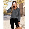 image:imageWiholl V Neck Long Sleeve Shirts Womens Tops Dressy Casual Fall OutfitsBlack White Grey Stripe