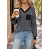 image:imageWiholl V Neck Long Sleeve Shirts Womens Tops Dressy Casual Fall OutfitsBlack White Grey Stripe