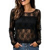 image:imageWIHOLL Lace Tops for Women Mesh Leopard Shirt Fashion Clothing Fall OutfitsBlack Lace