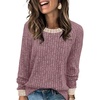 image:imageWIHOLL Long Sleeve Shirts for Women Lightweight Sweaters Fall Outfits 2026 Color Block Winter Clothing Dressy Casual SoftMauve