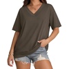 image:imageWIHOLL Oversized Tshirts for Women 2026 Summer Tops Short Sleeve V Neck Shirts Basic TeeCoffee