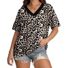 image:imageWIHOLL Oversized Tshirts for Women 2026 Summer Tops Short Sleeve V Neck Shirts Basic TeeLeopard
