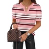 image:imageWIHOLL Short Sleeve Sweater Tops 2026 Spring Summer Trendy Knit Business Casual Essential V Neck Sweaters08  Stripes