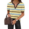 image:imageWIHOLL Short Sleeve Sweater Tops 2026 Spring Summer Trendy Knit Business Casual Essential V Neck Sweaters09  Stripes