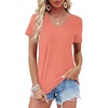 image:imageWIHOLL Summer Tops for Women Scoop Neck Basic Tees Short Sleeve Casual TShirts Loose FitCoral