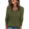 image:imageWIHOLL Sweaters for Women V Neck Casual Knit Long Sleeve Tops Lightweight Pullover Clothes Fall Fashion Outfits 2026Army Green