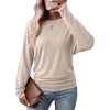image:imageWIHOLL Womens Long Sleeve Shirts Ruched Hem Fall Tops Lightweight SweatersApricot