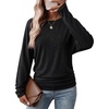 image:imageWIHOLL Womens Long Sleeve Shirts Ruched Hem Fall Tops Lightweight SweatersBlack