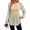 image:imageWIHOLL Womens Long Sleeve Tunic Tops Crew Neck Babydoll Peplum Blouses Fall Fashion 2026Apricot Polka Dots