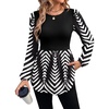 image:imageWIHOLL Womens Long Sleeve Tunic Tops Crew Neck Babydoll Peplum Blouses Fall Fashion 2026Black Striped 01