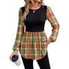 image:imageWIHOLL Womens Long Sleeve Tunic Tops Crew Neck Babydoll Peplum Blouses Fall Fashion 2026Plaid Print