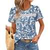 image:imageWIHOLL Womens Tops Boho Summer Outfits 2026 Short Sleeve Shirts with Lace Beach Vacation Clothes Casual S3XL5ethnic Floral