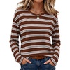 image:imageWiholl Long Sleeve Shirts for Women Stripe Tops Loose Oversized Fall OutfitBrown White Blue
