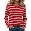 image:imageWiholl Long Sleeve Shirts for Women Stripe Tops Loose Oversized Fall OutfitRed White