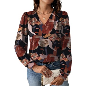 image:imageWIHOLL Blouses for Women Dressy Casual Long Sleeve Shirts Fall FashionBlack Floral