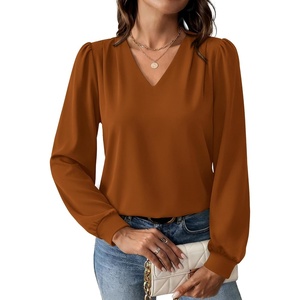 image:imageWIHOLL Blouses for Women Dressy Casual Long Sleeve Shirts Fall FashionCaramel