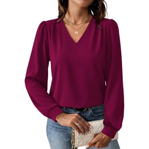image:imageWIHOLL Blouses for Women Dressy Casual Long Sleeve Shirts Fall FashionPurple Red