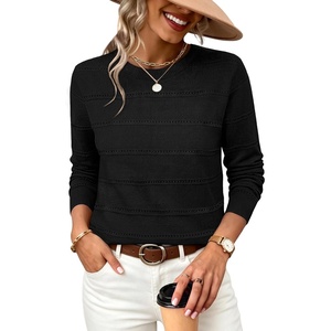 image:imageWIHOLL Fall Outfits for Women 2026 Hollow Out Knit Sweater Fashion ClothingBlack