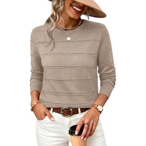 image:imageWIHOLL Fall Outfits for Women 2026 Hollow Out Knit Sweater Fashion ClothingBrown