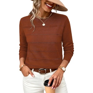image:imageWIHOLL Fall Outfits for Women 2026 Hollow Out Knit Sweater Fashion ClothingCaramel