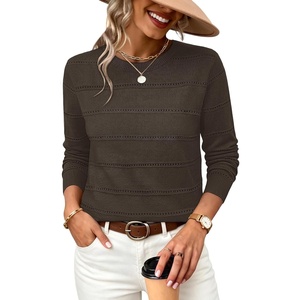 image:imageWIHOLL Fall Outfits for Women 2026 Hollow Out Knit Sweater Fashion ClothingChocolate Brown