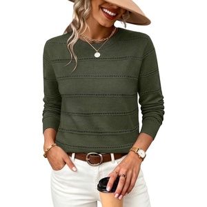 image:imageWIHOLL Fall Outfits for Women 2026 Hollow Out Knit Sweater Fashion ClothingForest Green