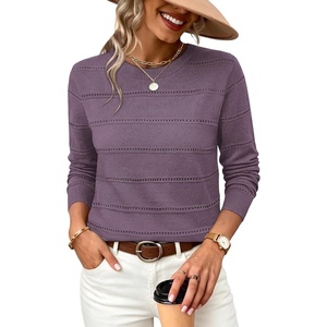 image:imageWIHOLL Fall Outfits for Women 2026 Hollow Out Knit Sweater Fashion ClothingPurple