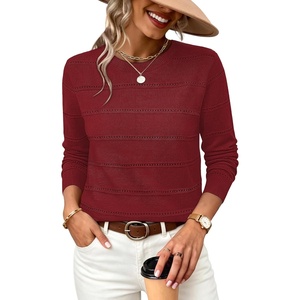 image:imageWIHOLL Fall Outfits for Women 2026 Hollow Out Knit Sweater Fashion ClothingRed