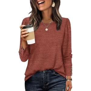 image:imageWIHOLL Long Sleeve Shirts for Women Buttons Cuff Tunic Tops Casual Fall Lightweight Sweaters Fashion 2025Acaramel