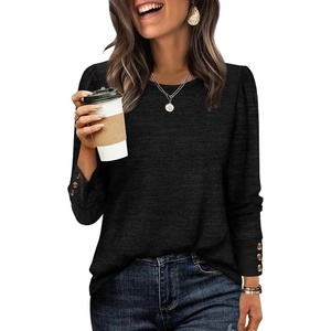 image:imageWIHOLL Long Sleeve Shirts for Women Buttons Cuff Tunic Tops Casual Fall Lightweight Sweaters Fashion 2025Bblack