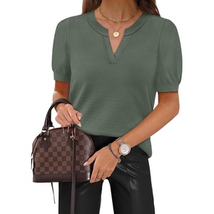 image:imageWIHOLL Short Sleeve Sweater Tops 2026 Spring Summer Trendy Knit Business Casual Essential V Neck Sweaters02  Green