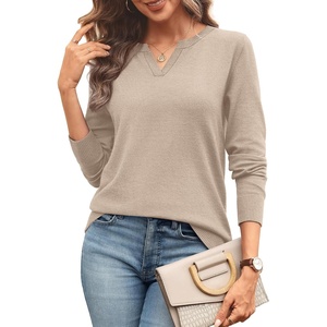 image:imageWIHOLL Sweaters for Women Long Sleeve Fits V Neck Knit 2026 Fall OutfitsApricot