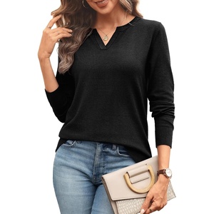 image:imageWIHOLL Sweaters for Women Long Sleeve Fits V Neck Knit 2026 Fall OutfitsBlack