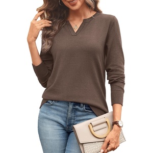 image:imageWIHOLL Sweaters for Women Long Sleeve Fits V Neck Knit 2026 Fall OutfitsBrown
