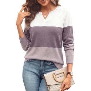 image:imageWIHOLL Sweaters for Women Long Sleeve Fits V Neck Knit 2026 Fall OutfitsDusty Purple