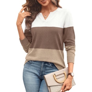 image:imageWIHOLL Sweaters for Women Long Sleeve Fits V Neck Knit 2026 Fall OutfitsMocha