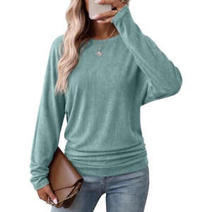 image:imageWIHOLL Womens Long Sleeve Shirts Ruched Hem Fall Tops Lightweight SweatersSage Green
