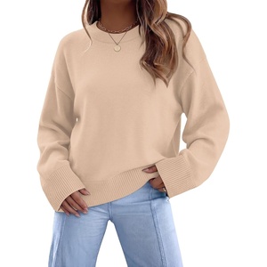 image:imageWIHOLL Womens Sweaters Crew Neck Fall Tops Trendy Long Sleeve Shirts Fashion Womens ClothingApricot