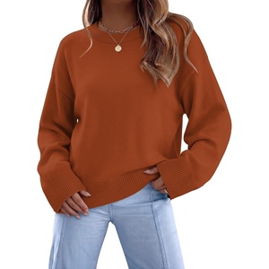 image:imageWIHOLL Womens Sweaters Crew Neck Fall Tops Trendy Long Sleeve Shirts Fashion Womens ClothingCaramel