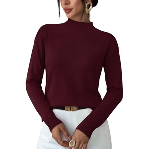 image:imageWIHOLL Womens Sweaters Mock Neck Long Sleeve Tops Fall Outfits Fashion 2026Burgundy
