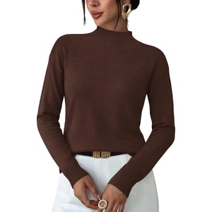 image:imageWIHOLL Womens Sweaters Mock Neck Long Sleeve Tops Fall Outfits Fashion 2026Chocolate Brown